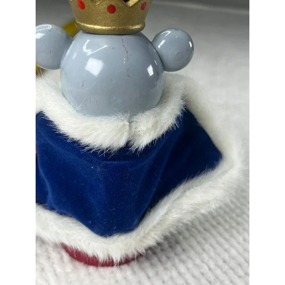 Wooden King Mouse Nutcracker Christmas Holiday Decor Crown‎ Sword Cape Red Base